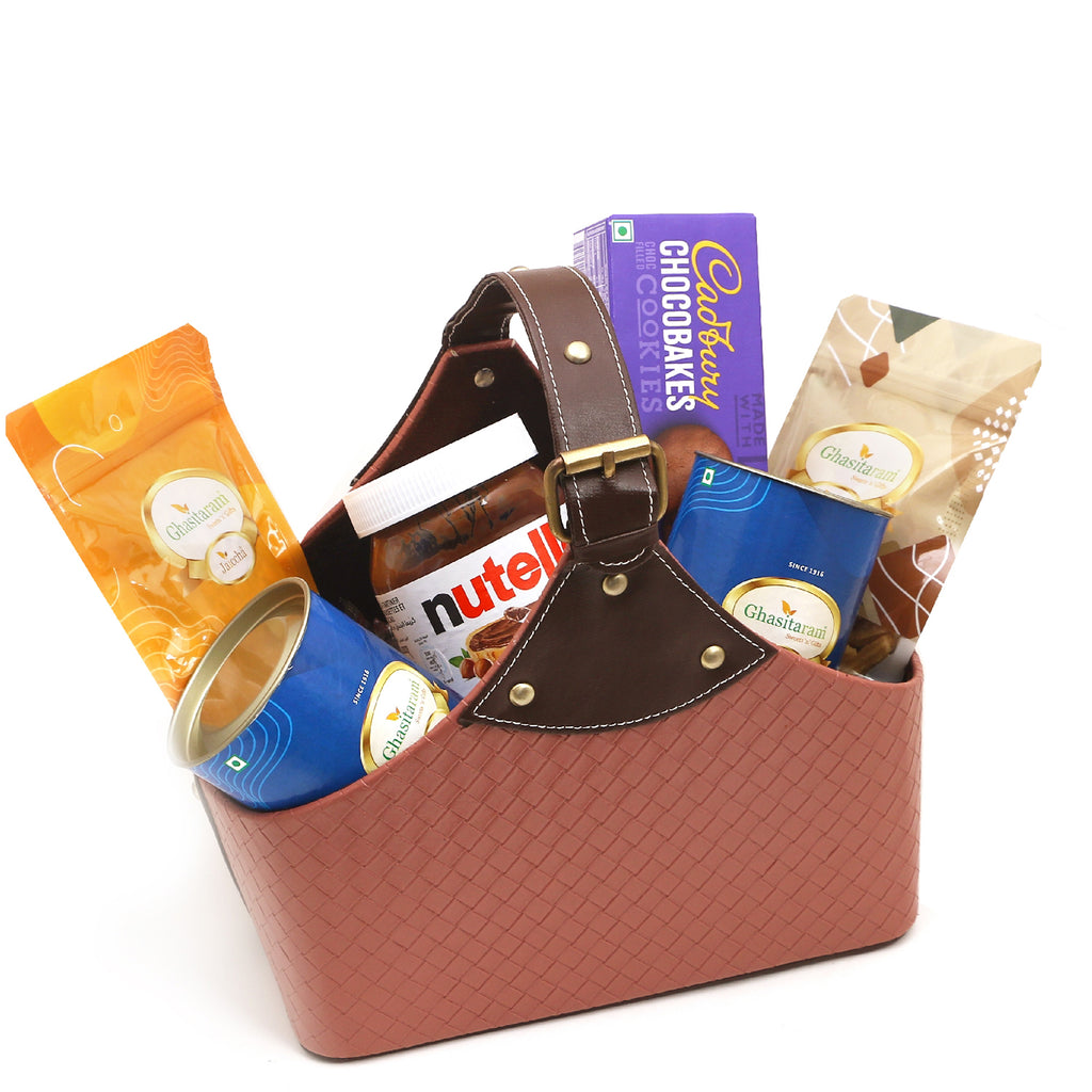 Diwali Gifts-Leather Buckle Assortment Basket