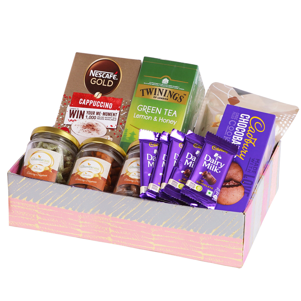 Pink Basket of 7 Goodies