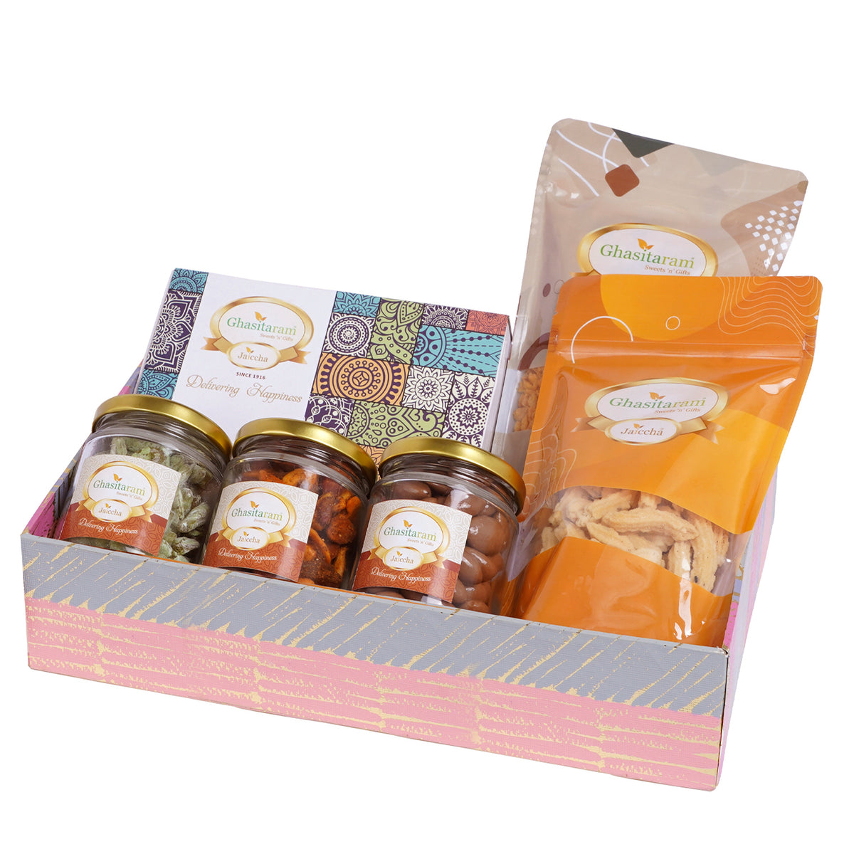Pink basket of Assortments with Bites