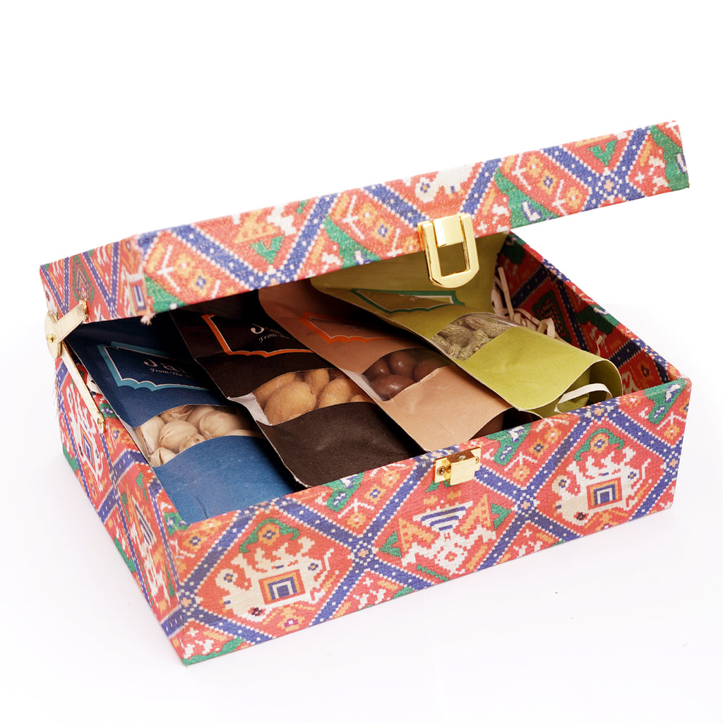 Diwali Gifts-Fabric Trunk box with assorted dryfruits