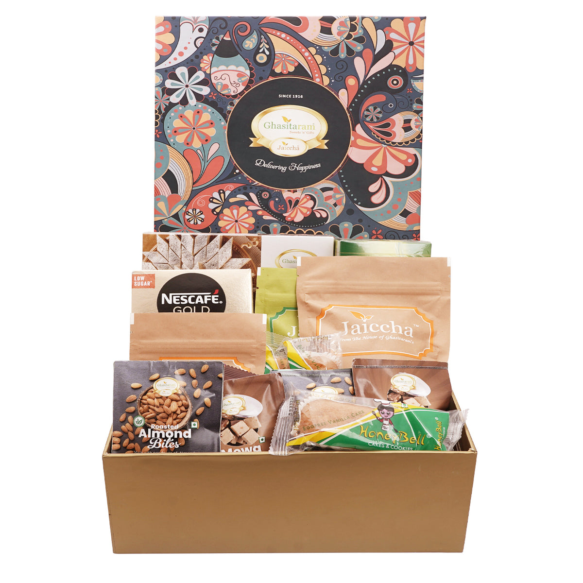 Ghasitaram Big Hamper Box of assorted Goodies with kaju katli