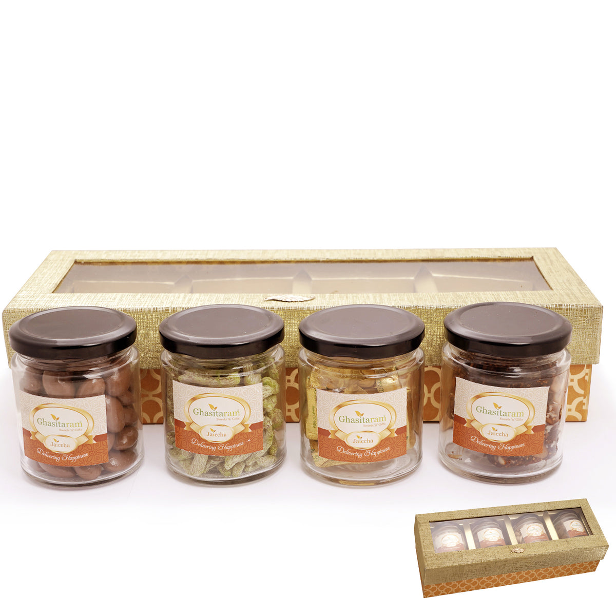 Golden Box of 4 Jars with bites