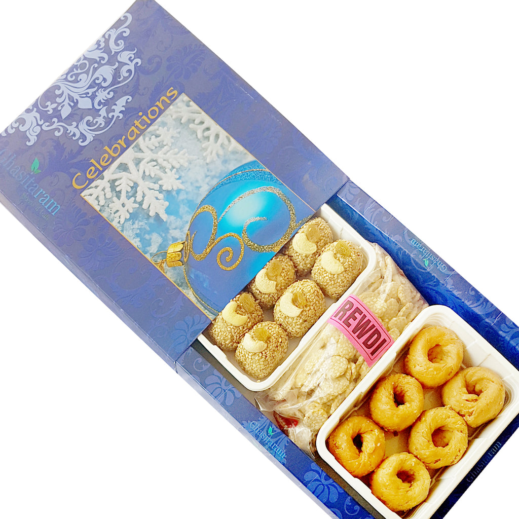Lohri Gifts Sweets-Til Laddoo, Revadi and Khajoor Hamper