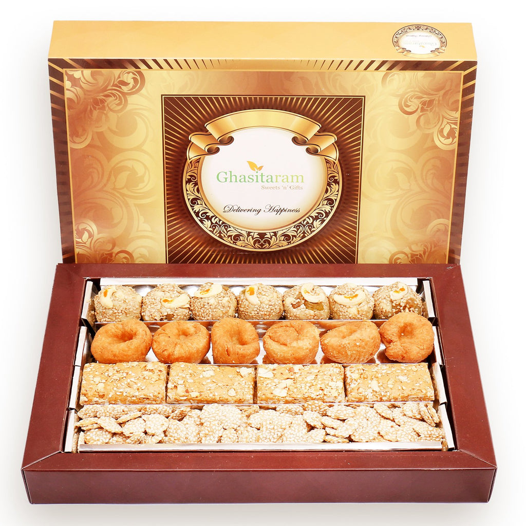 Lohri Sweets-Assorted box of Revadi, Gud Gachak, Khajoor and Til Laddoo (Bhuga)