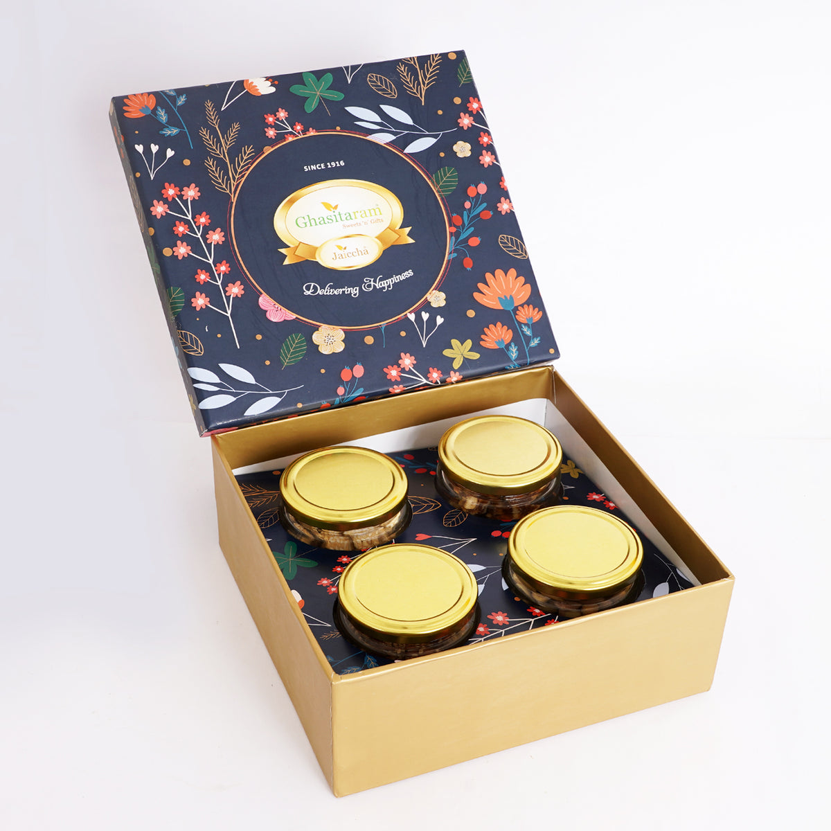 Lohri 4 jar box of revadi, til almonds, chikki and peanuts