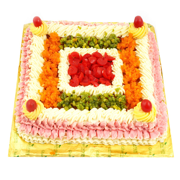 Fresh Eggless Motichoor Laddoo Cake with Cream 600 GMS