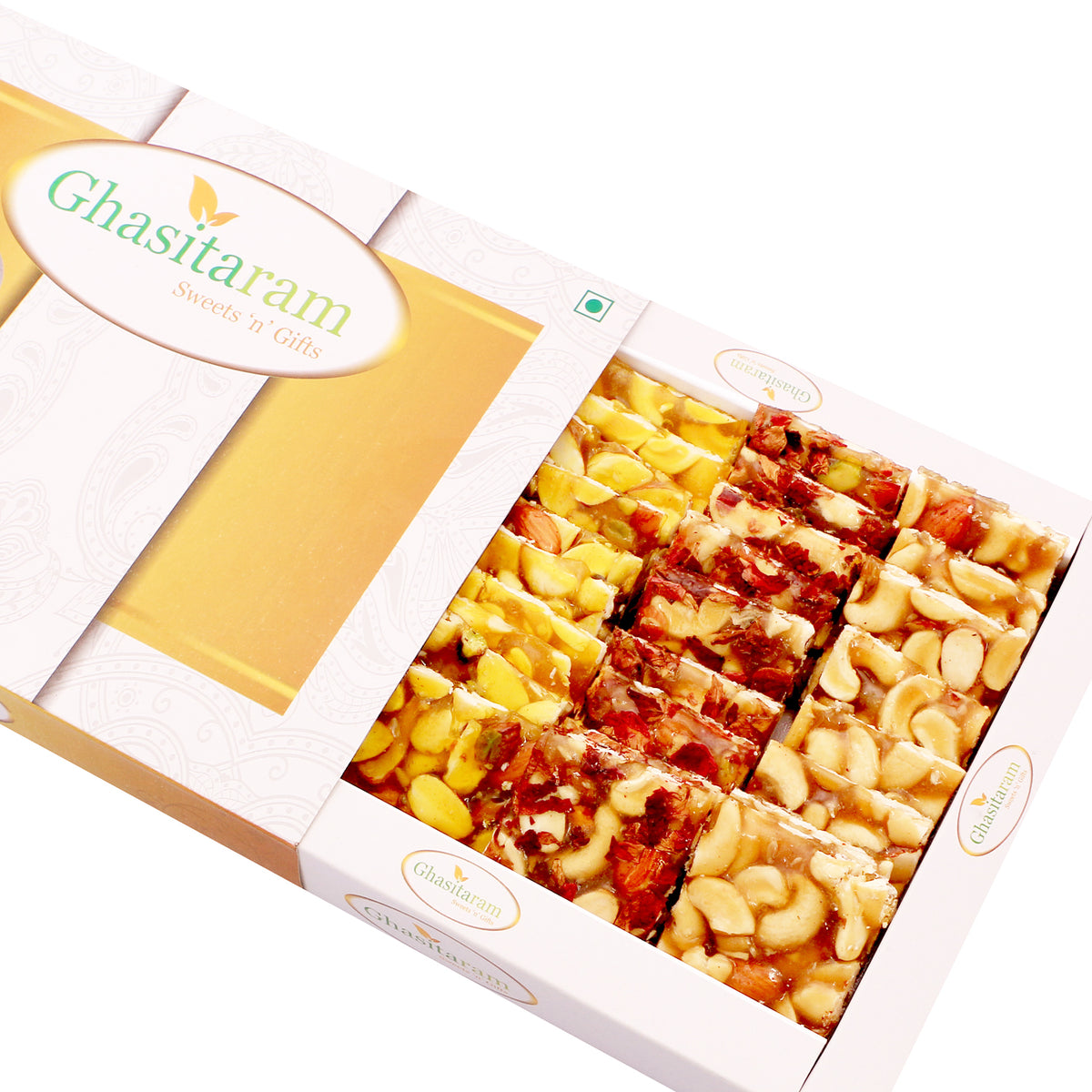 Mothers Day Sweets-Ghasitaram's Assorted Chikki in White Box