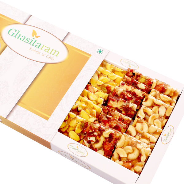 Mothers Day Sweets-Ghasitaram's Assorted Chikki in White Box