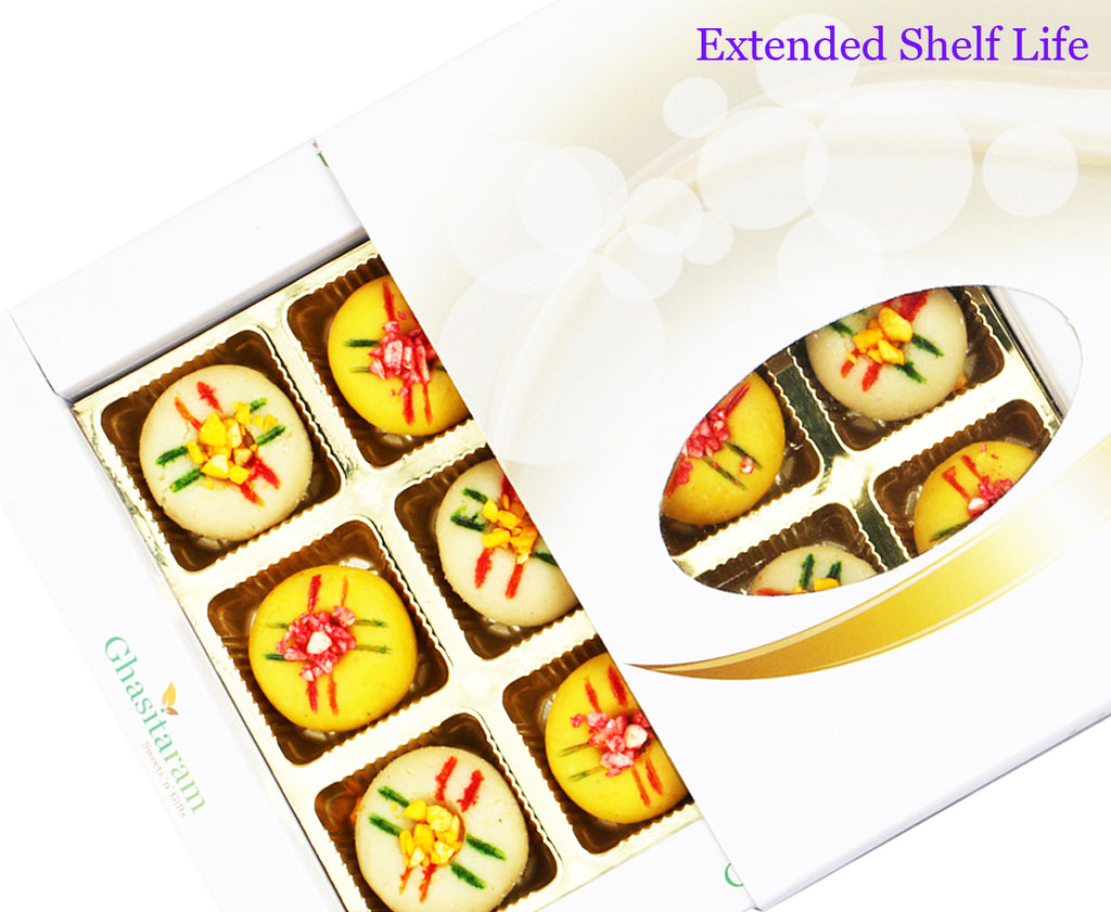 Mothers Day Sweets-Ghasitarams Sweets Assorted Mawa Peda 12 pcs White Box200gms 