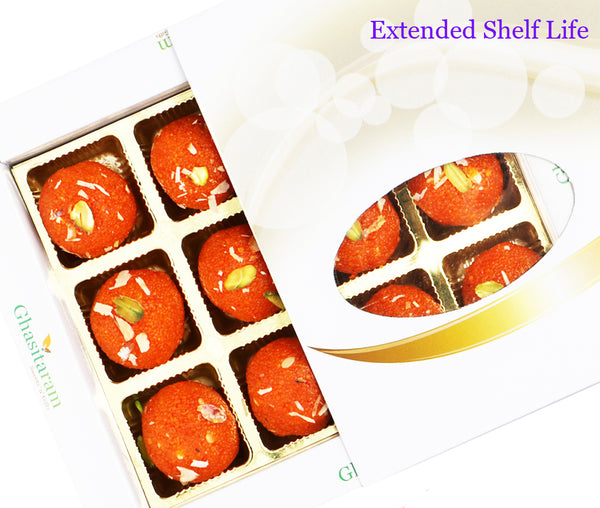 Mothers Day Sweets-Motichoor Laddoo 12 pcs White Box-400gms
