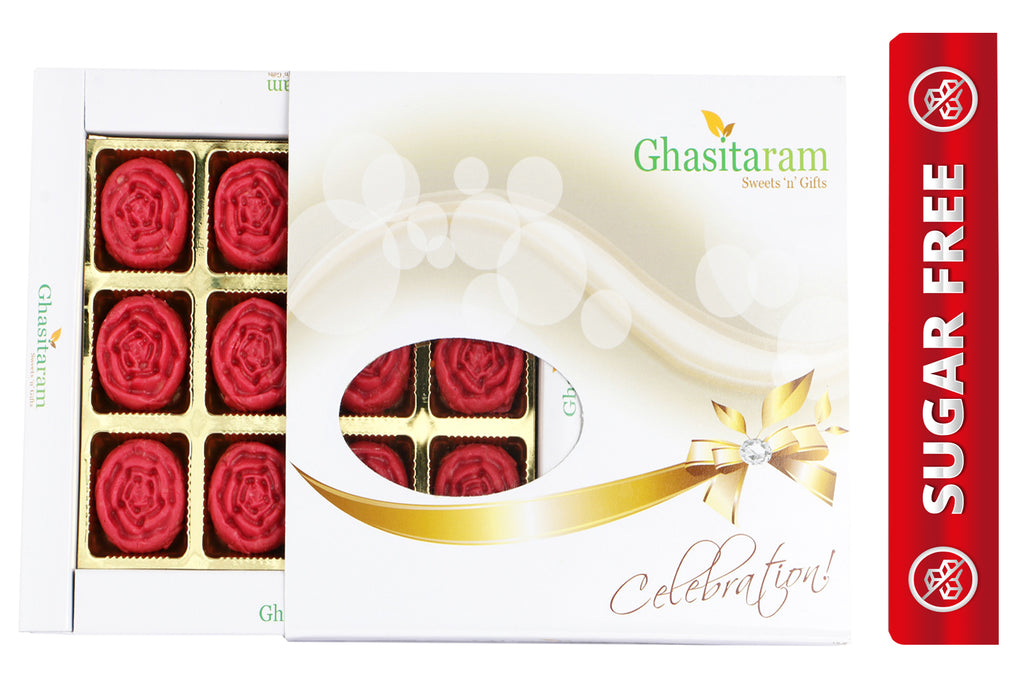 Mother's Day Gifts - Sweets Sugarfree Strawberry Roses 12 pcs White Box-350 gms