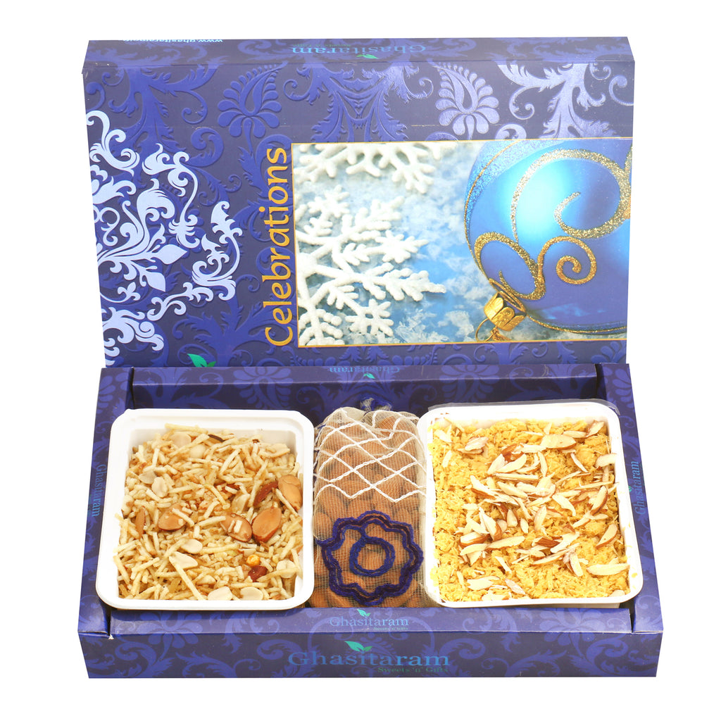 Mother's Day Gift-Soan Papdi , Namkeen and Almonds Pouch Hamper