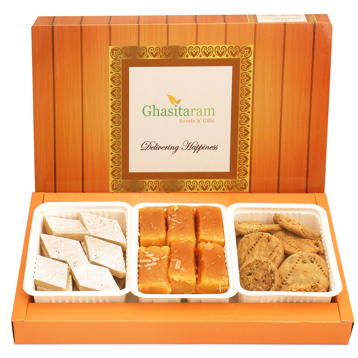 Mothers Day Sweets-Assorted Box of Kaju Katli, Mysore Pak and Methi Mathi
