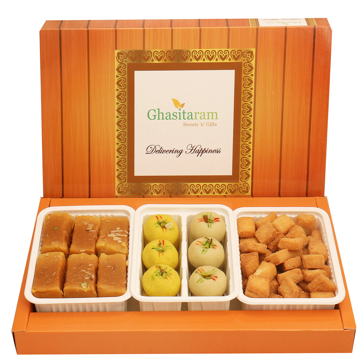 Mothers Day Sweets-Assorted Box of Mawa Peda, Soft Mysore Pak and Shakar Pada
