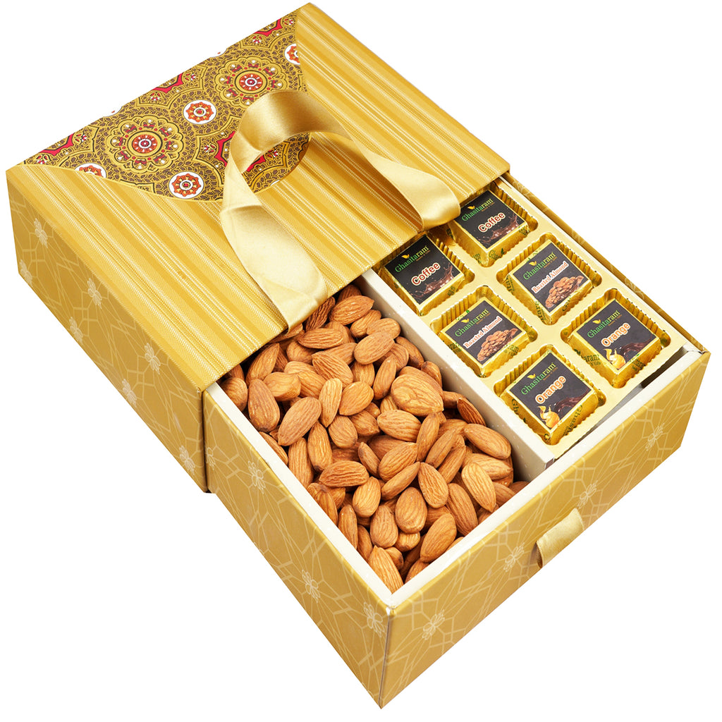 Mothers Day Gifts-Bag box with Almonds and Chocolates 