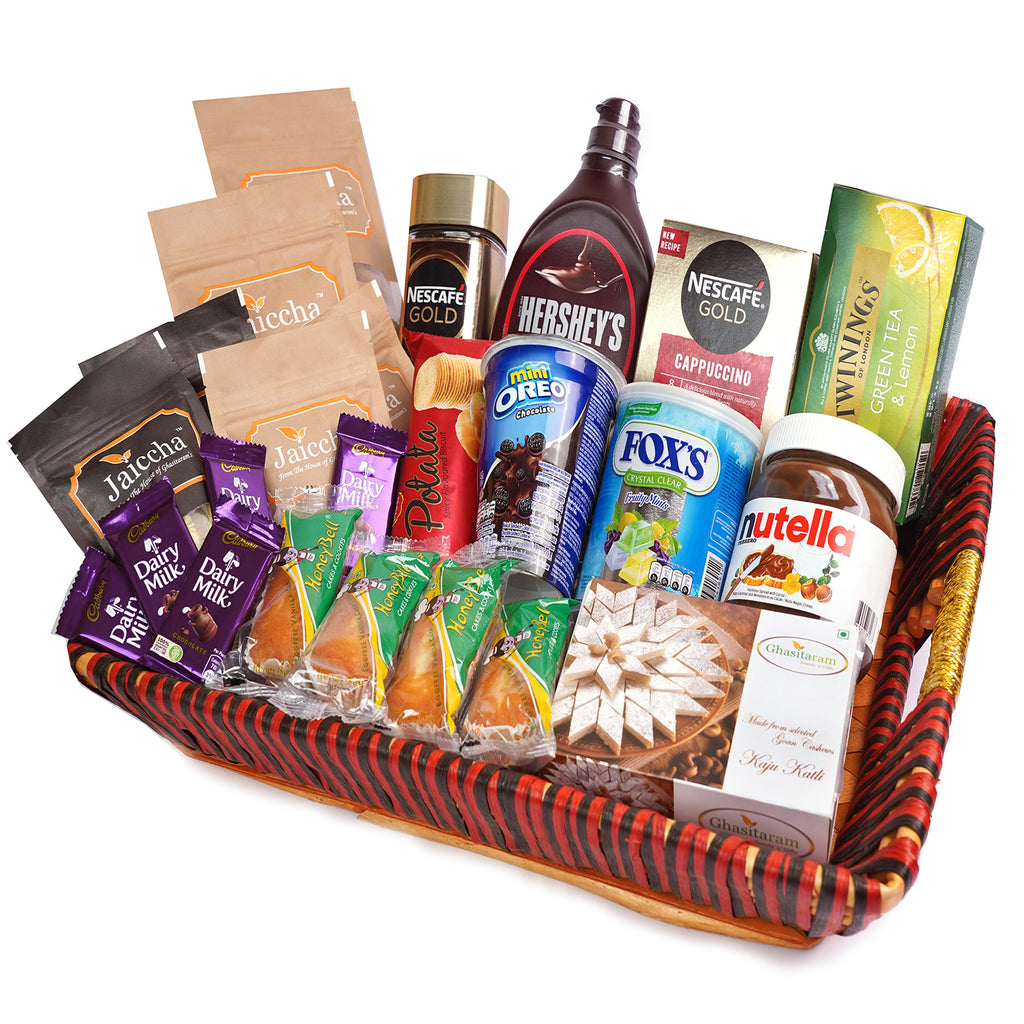 Mothers Day Gifts-Big Red Basket Hamper of 30 Goodies