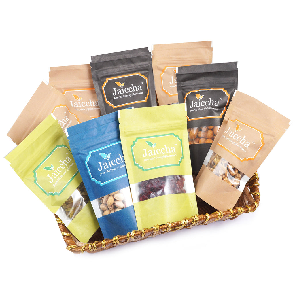 Mothers Day Gifts-Basket of 9 Heavenly Dryfruits 