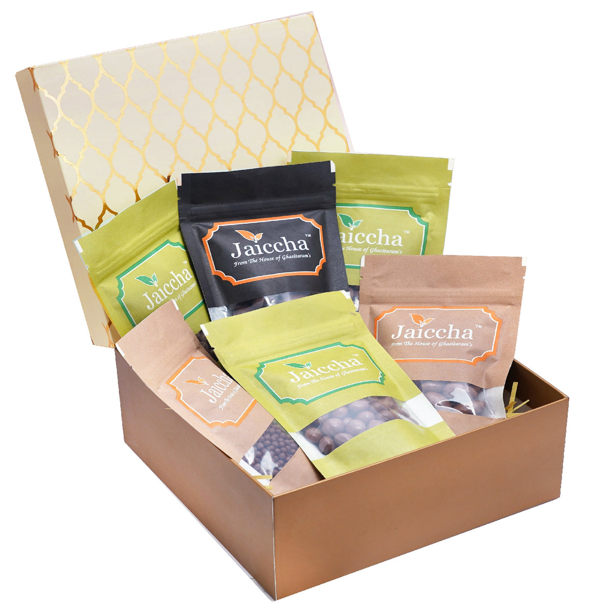 Mothers Day Gifts-Golden Hamper Box of Chocolate Coated Nuts