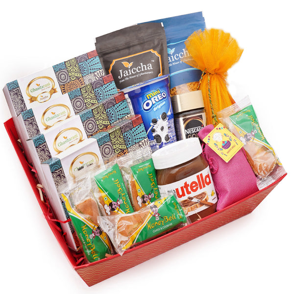Mothers Day Gifts-Pink Hamper Basket of 16 Goodies