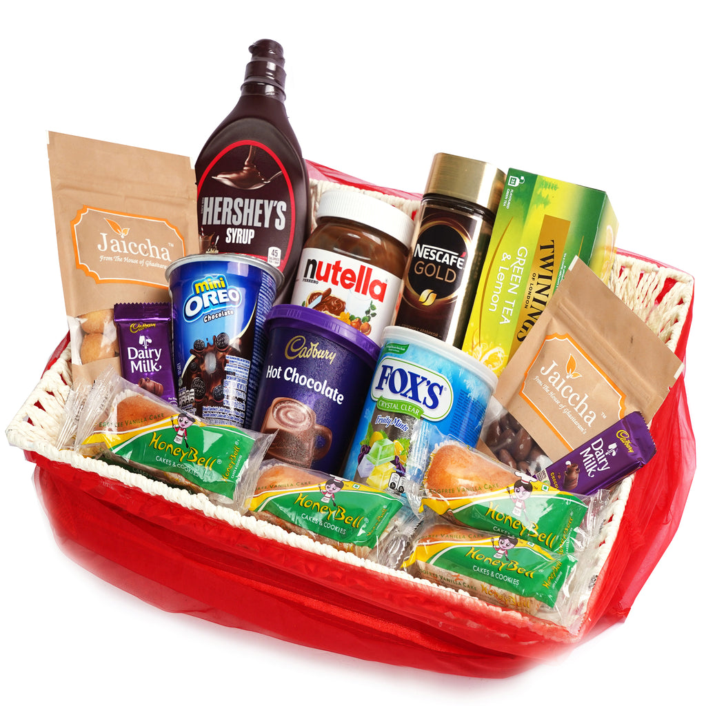 Mothers Day Gifts-Red Net Basket Hamper of 21 Goodies