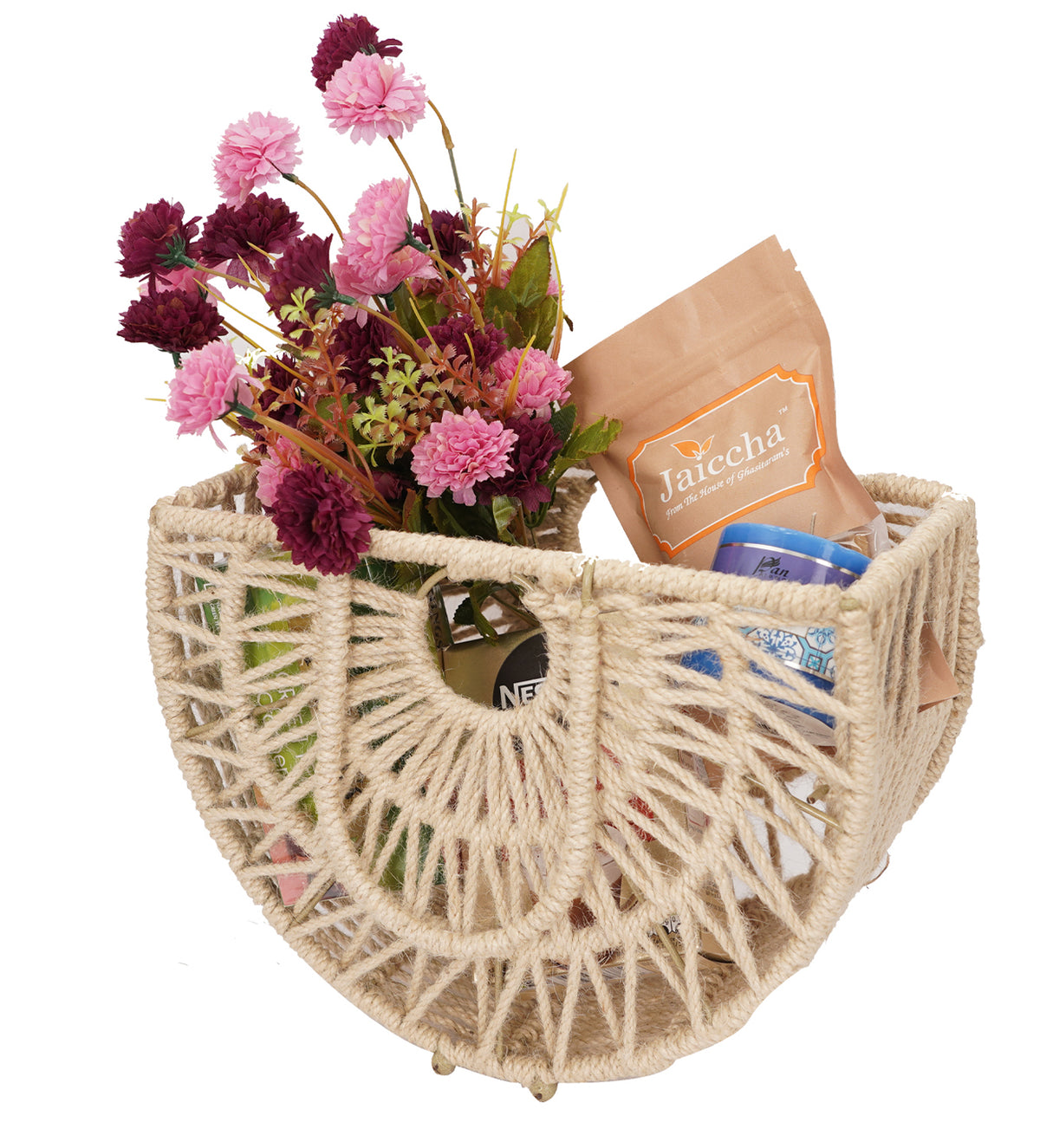 Mothers Day-Jute Basket/Magazine Holder/ with Flowers