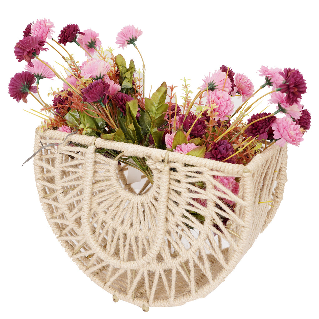 Mothers Day-Jute Basket/Magazine Holder/ with Flowers 