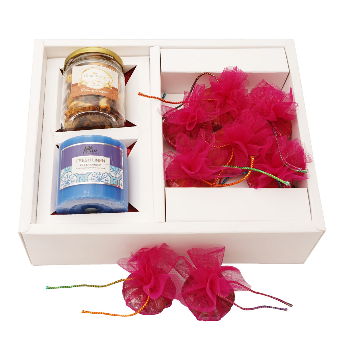 Mothers Day-White Box of Cakes, Mixed Dryfruit, Candle