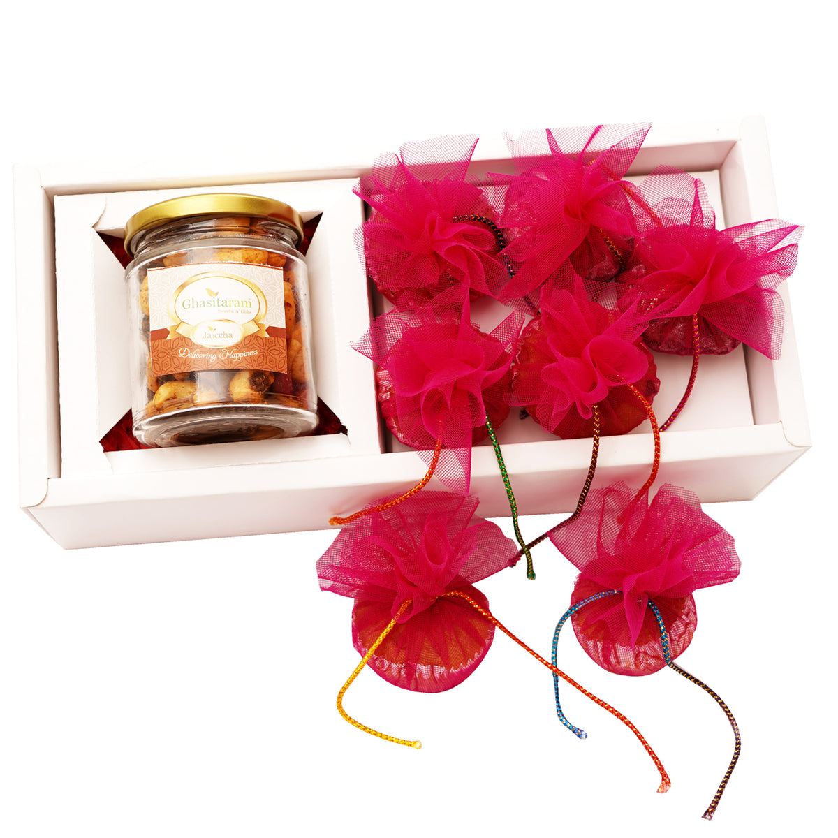 Mothers Day-White Box of 6 Cakes and Mix Dryfruit Jar