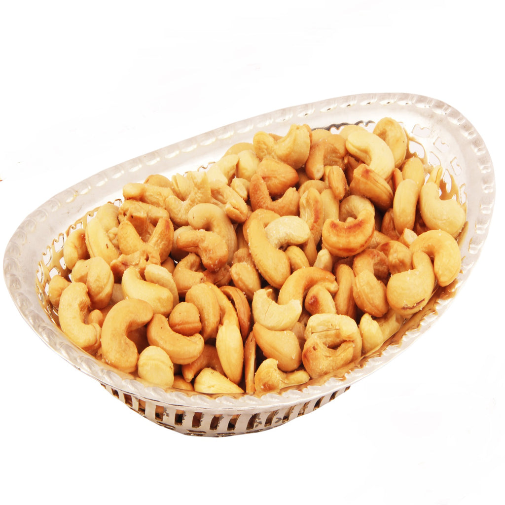 Silver Oval Bowl with Roasted Cashews