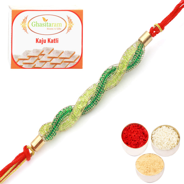 Rakhi for Brother Rakhis Online - 0057 Never leave me Rakhi with 400 gms of Kaju katli 
