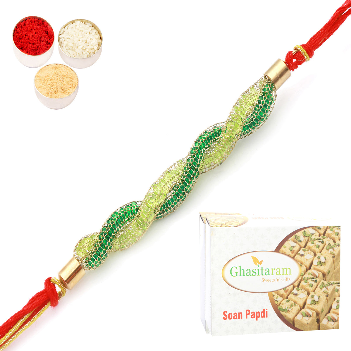 Rakhi for Brother Rakhis Online - 0057 Never leave me Rakhi with 400 gms of Soan Papdi 