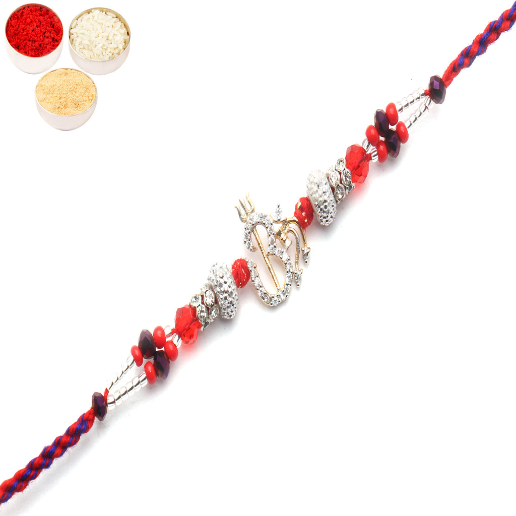 Rakhis Online USA-The Blessings of the Highest Aura for my Brother Diamond Rakhi  with 6 pc Mewa Bites box