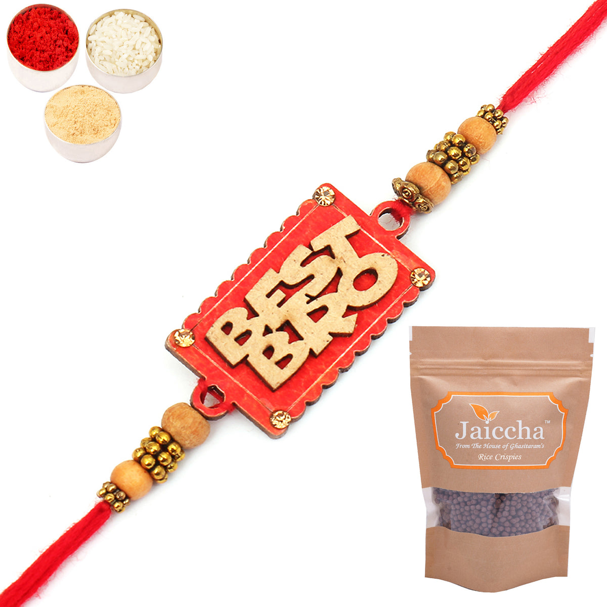 CU0003- Best Bro Rakhi with Chocolate Coated Rice Crispies 200 gms