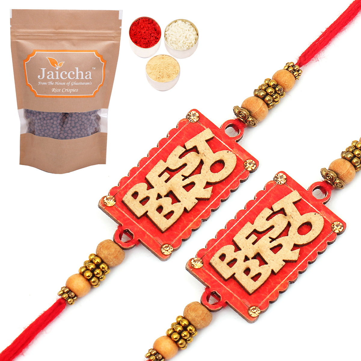 CU0003- Set of 2  Best Bro Rakhi with Chocolate Coated Rice Crispies 200 gms
