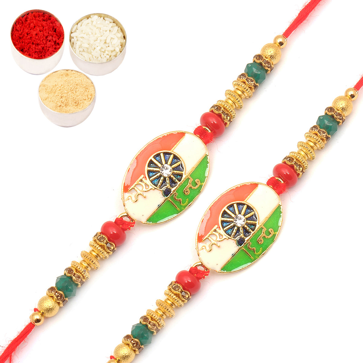 Rakhi for Brother Rakhis Online - Set of 2 - 8278 Fancy Thread Rakhi 