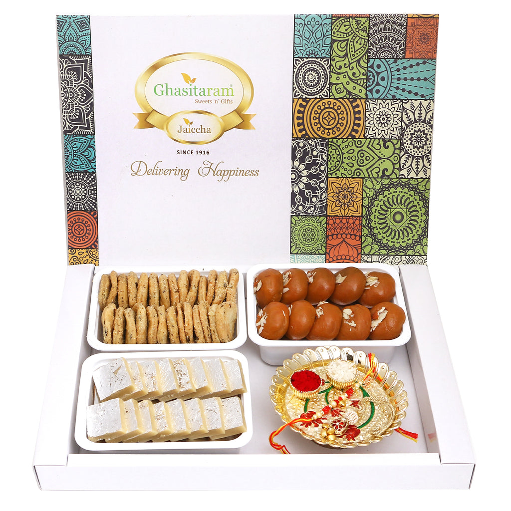 Rakhi Gifts Sweets-Big Box of Kaju Katlis, Methi Mathi, Besan