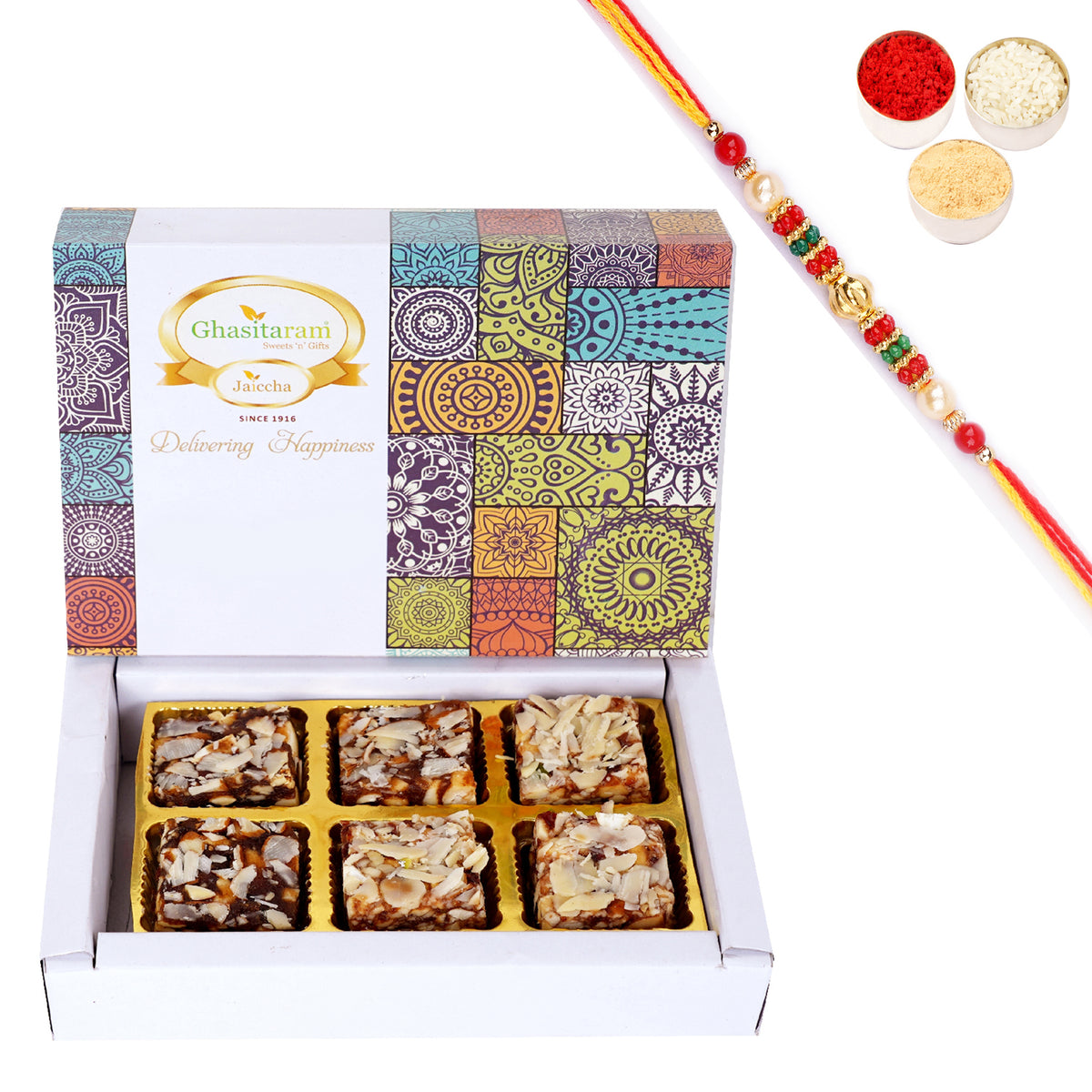 Sugarfree Cranberry Bites 6 pcs with Pearl Beads Rakhi