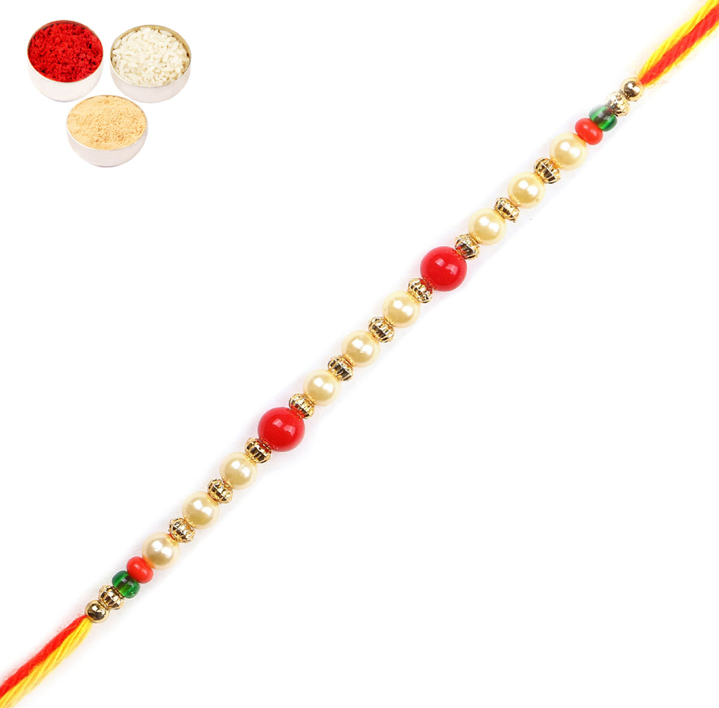 Rakhis Online USA-6047 Pearl Rakhi For my Brother only with 6 pc Mewa Bites box