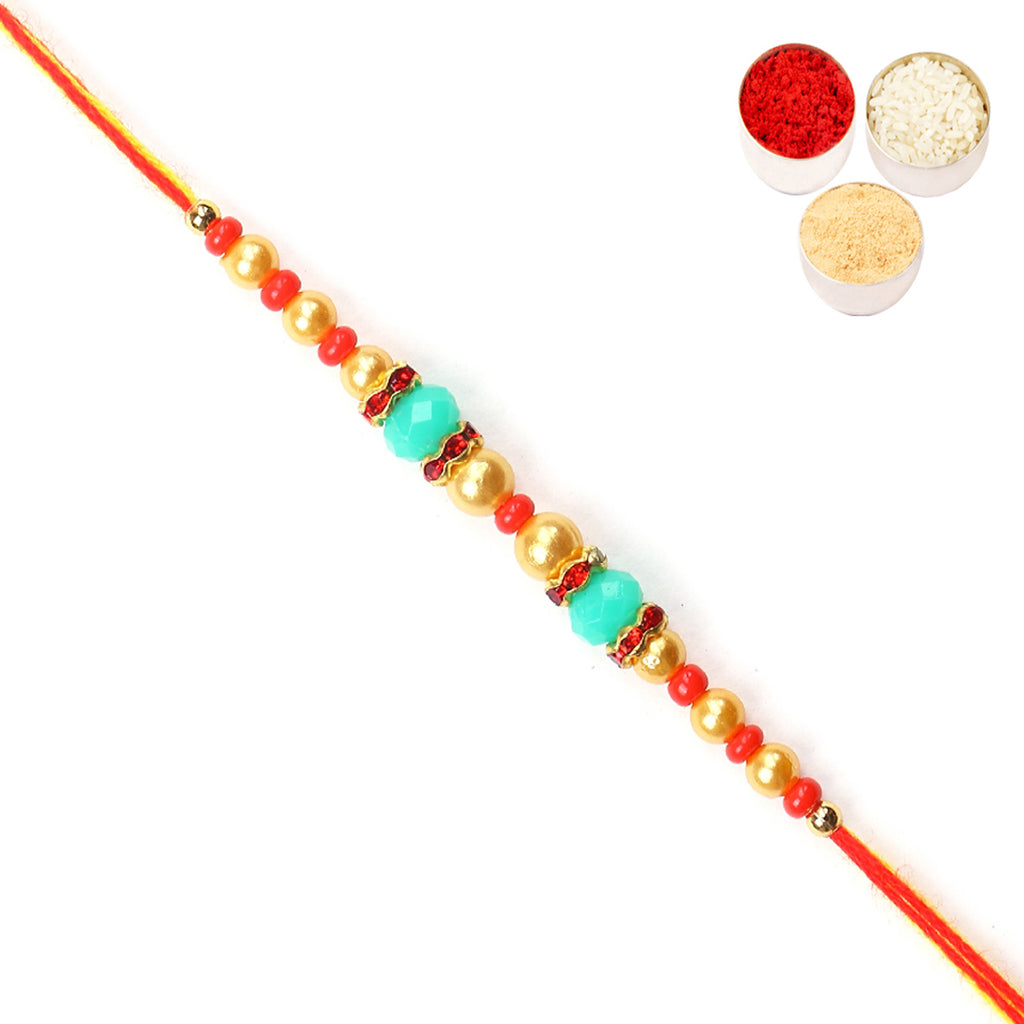 Rakhis Online USA-6269 Pearl Rakhi For my Brother only with 6 pc Mewa Bites box
