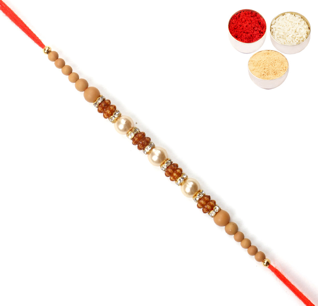 Rakhis Online USA-6299 Pearl Rakhi For my Brother only with 6 pc Mewa Bites box