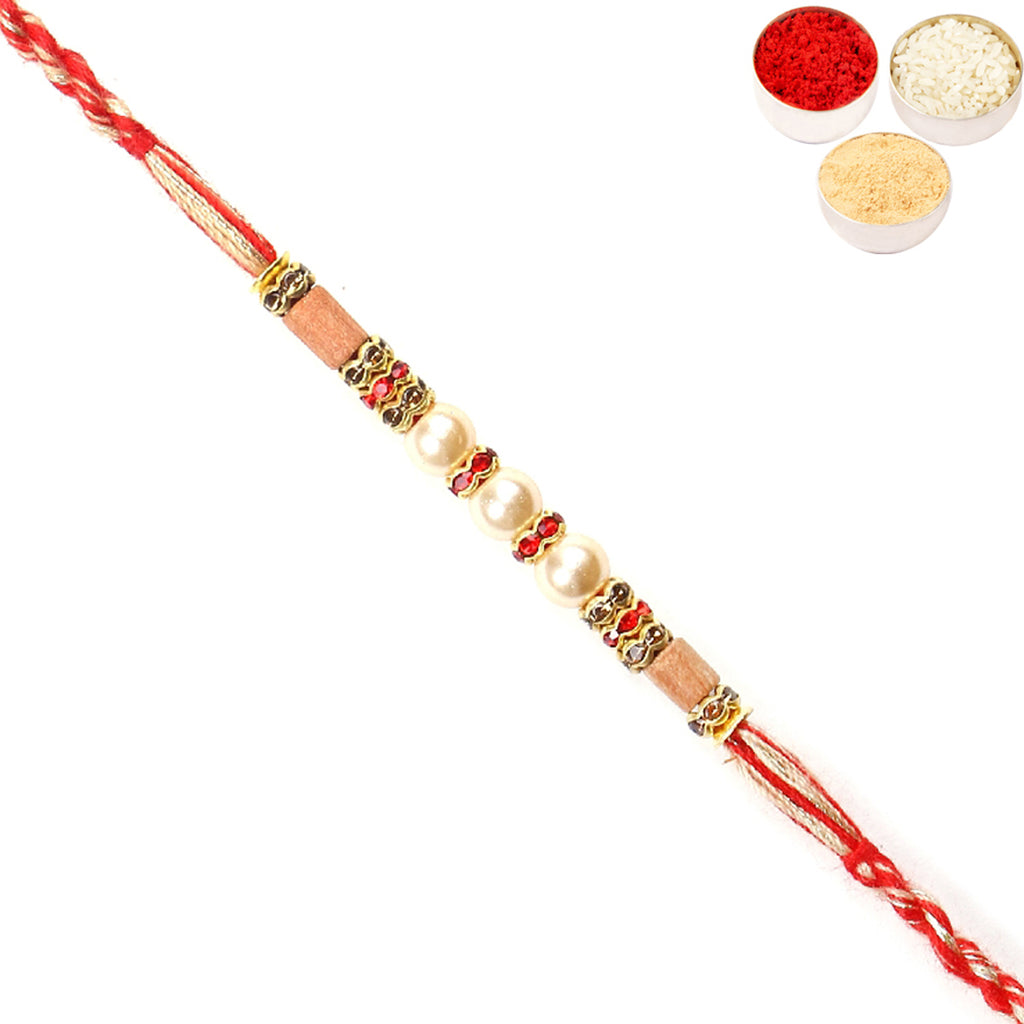Rakhis Online USA-6340 Pearl Rakhi For my Brother only with 6 pc Mewa Bites box