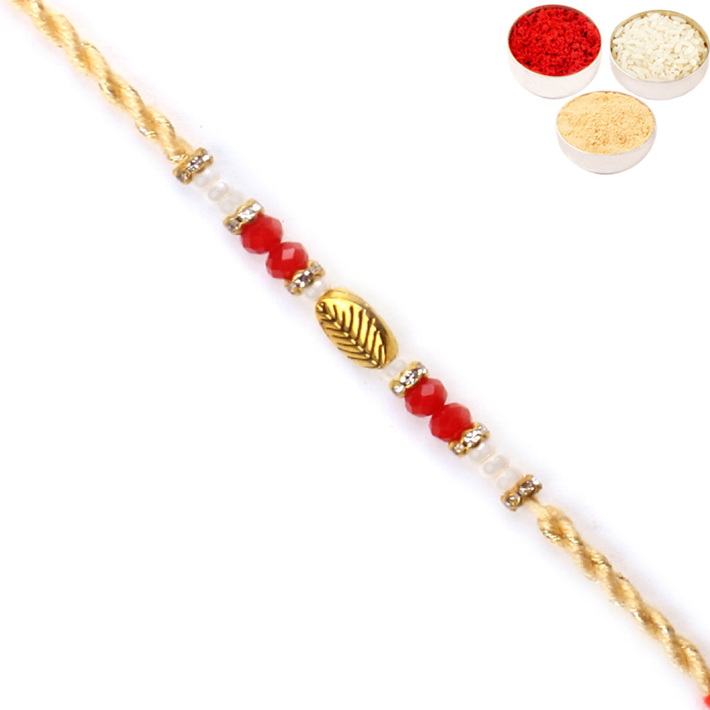 Rakhis Online USA-6342 Pearl Rakhi For my Brother only with 6 pc Mewa Bites box