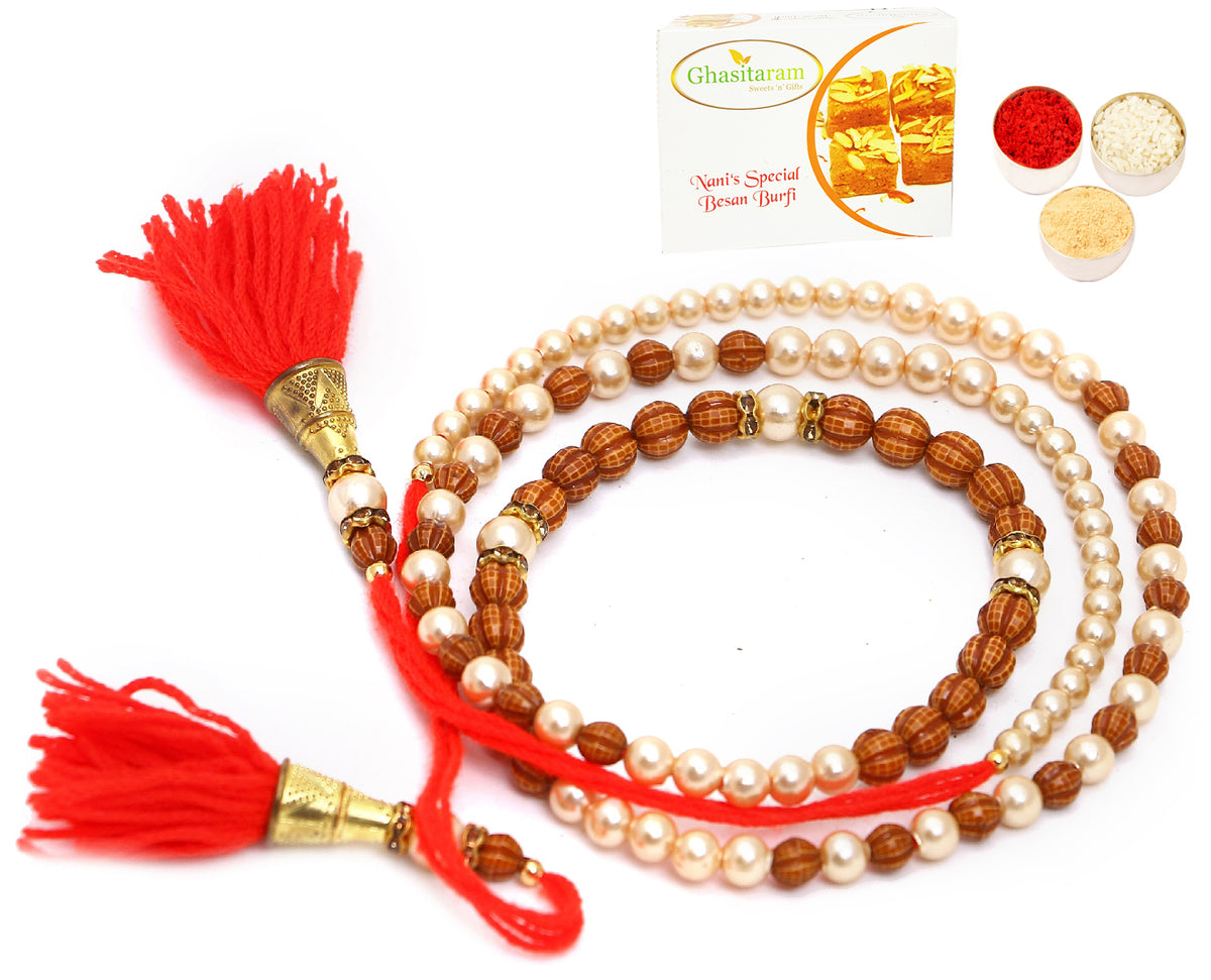 Rakhi for Brother Rakhis Online - 612 Premium Rakhi Bracelet with 400 gms of Besan Barfi