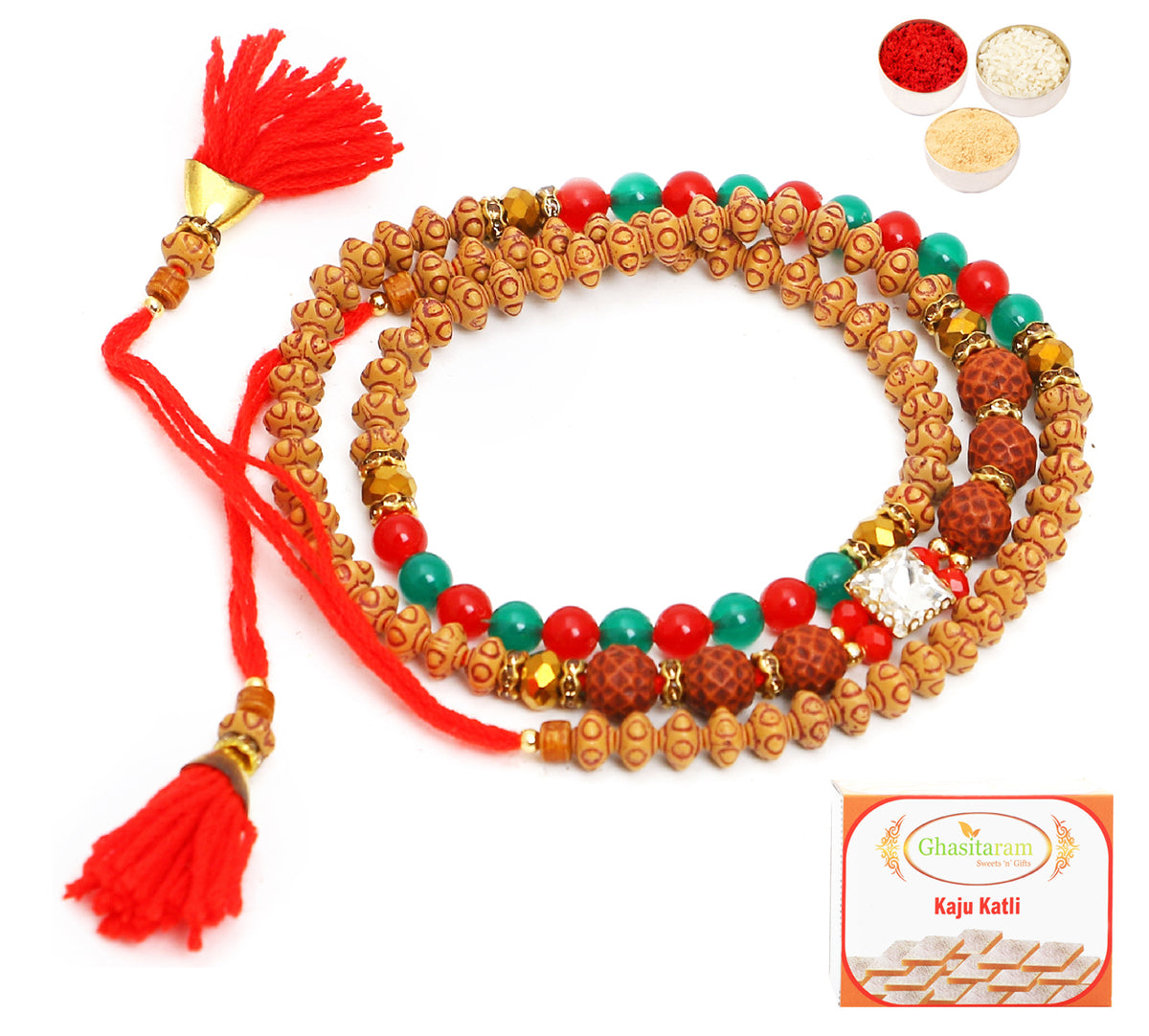 Rakhi for Brother Rakhis Online - 614 Premium Rakhi Bracelet with 400 gms of Kaju katli 