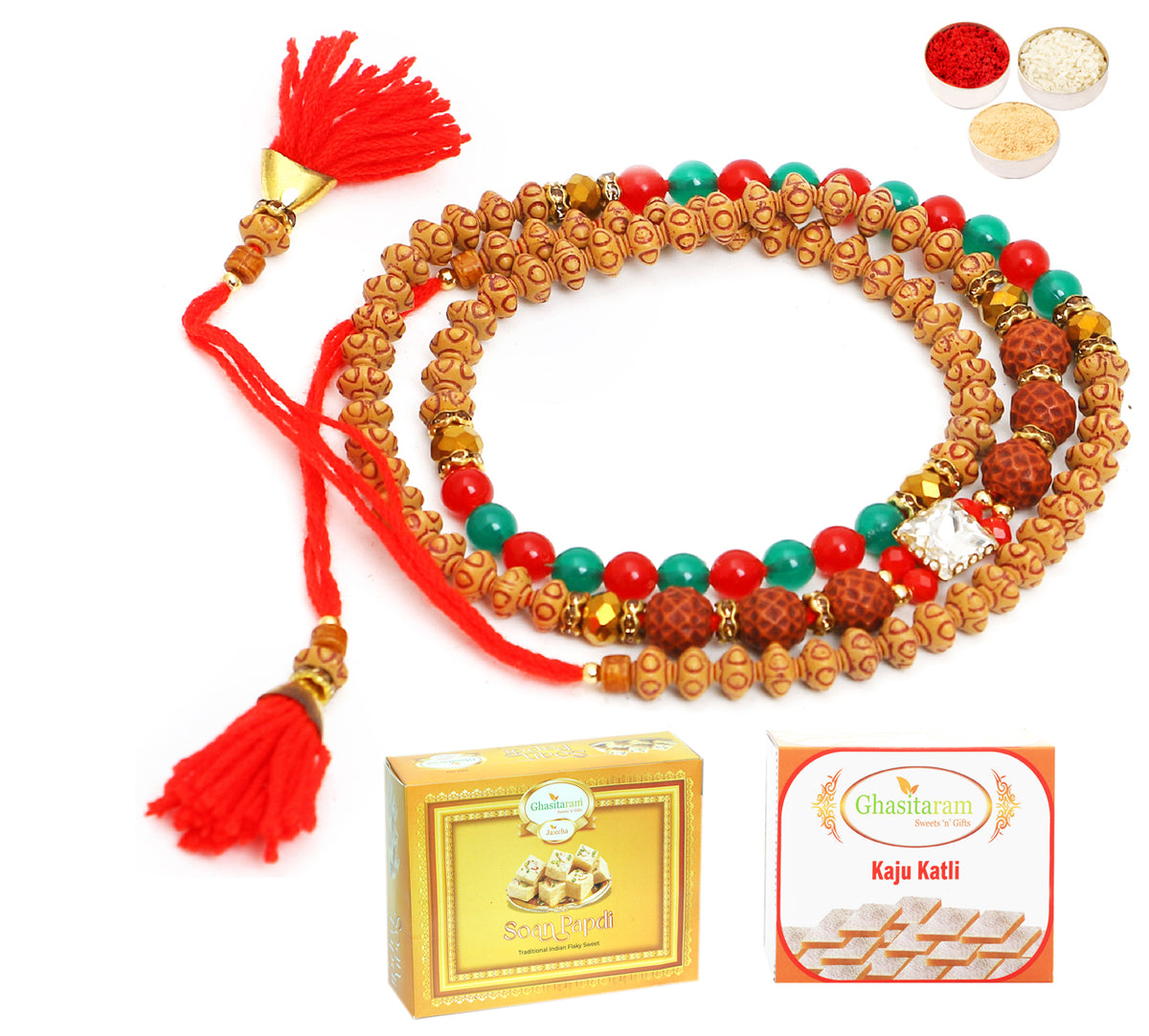 Rakhi for Brother Rakhis Online - 614 Premium Rakhi Bracelet with 200 gms of Kaju katli and 200 gms of Soan Papdi 
