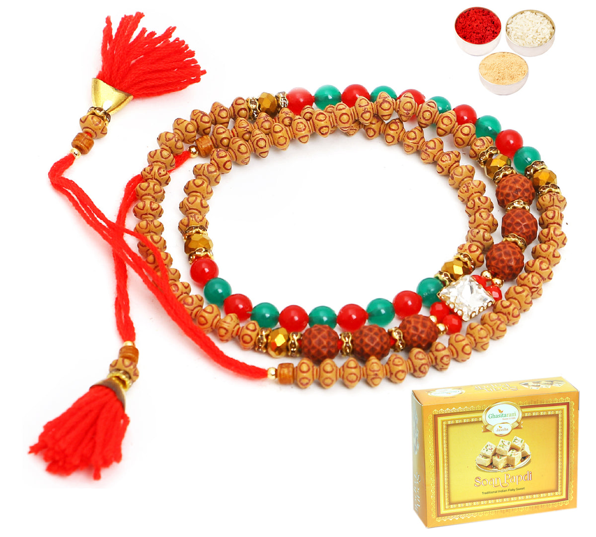 Rakhi for Brother Rakhis Online - 614 Premium Rakhi Bracelet with 400 gms of Soan Papdi 