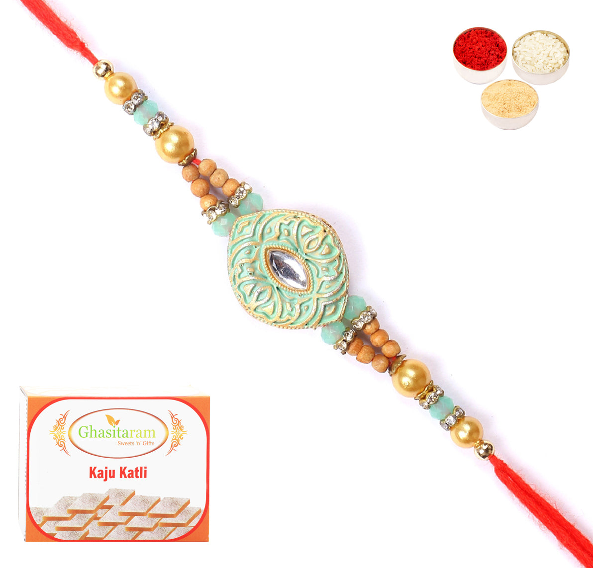 Rakhi for Brother Rakhis Online - 8469 Premium Rakhi with 400 gms of Kaju katli 