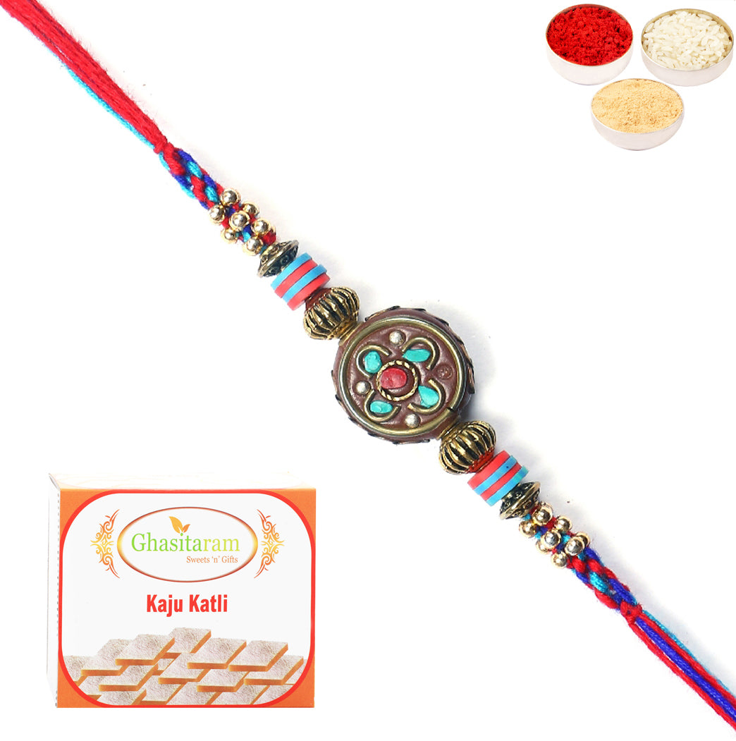 Rakhi for Brother Rakhis Online - L-5 Premium Rakhi with 400 gms of Kaju katli 
