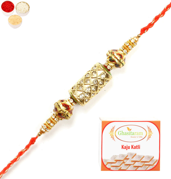 Rakhi for Brother Rakhis Online-RM-579 PremiumRakhi with 400 gms of Kaju katli