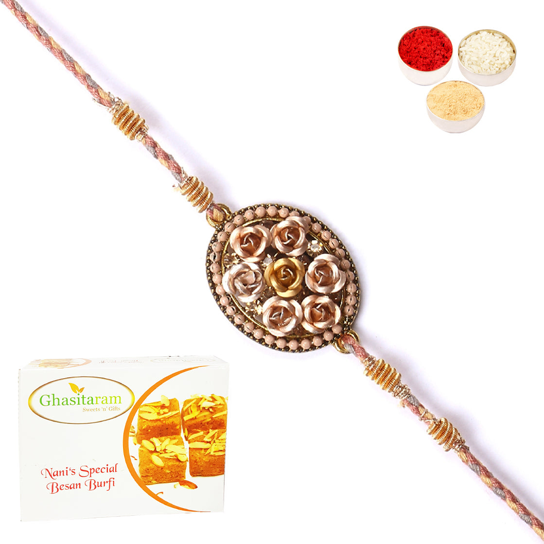Rakhi for Brother Rakhis Online - RM-640 Premium Rakhi with 400 gms of Besan Barfi